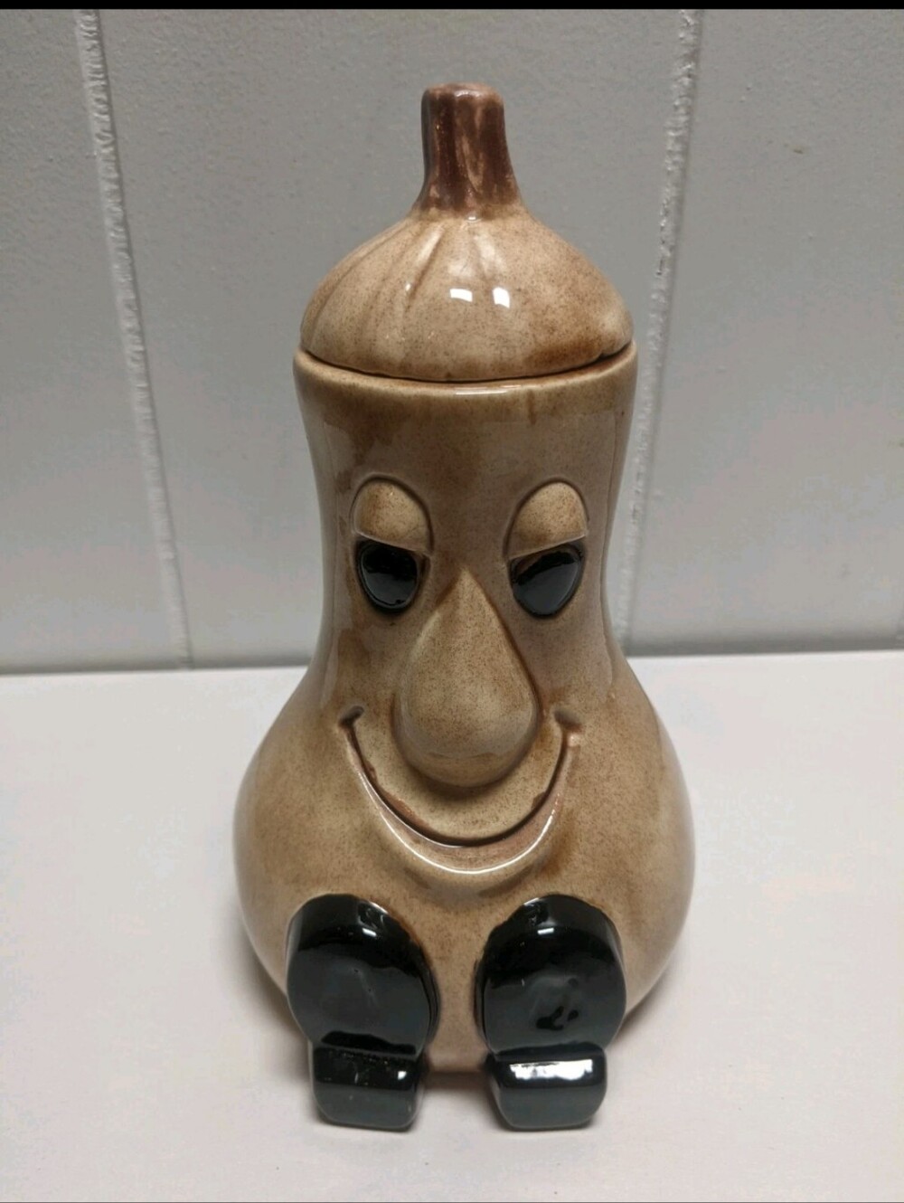 Anthropomorphic Ceramic Gourd Squash Canister Lid Vintage Kitchen House Accents